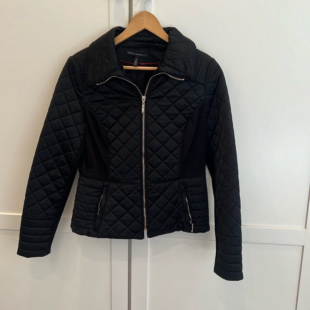 White House Black Market short quilted black jacket